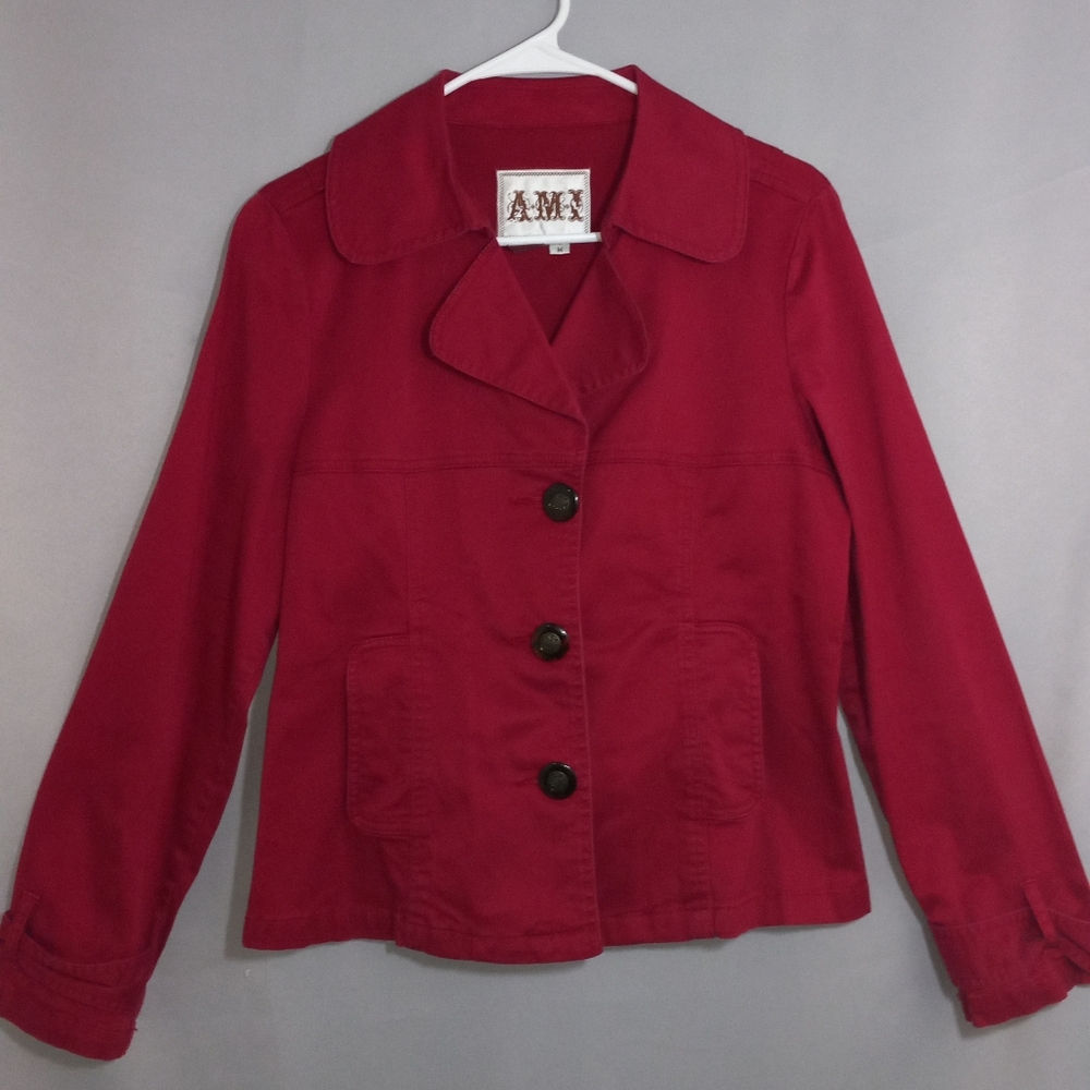 Amy Women's Burgandy Jacket With Pockets Elegant Deaign Size M
